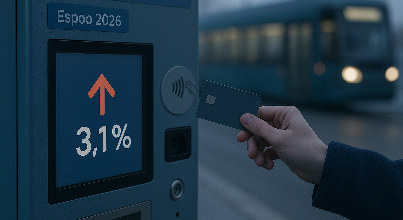 HSL: Espoossa liput kallistuvat 3,1 % vuonna 2026 – kertalipuille tulossa vuorokausihintakatto