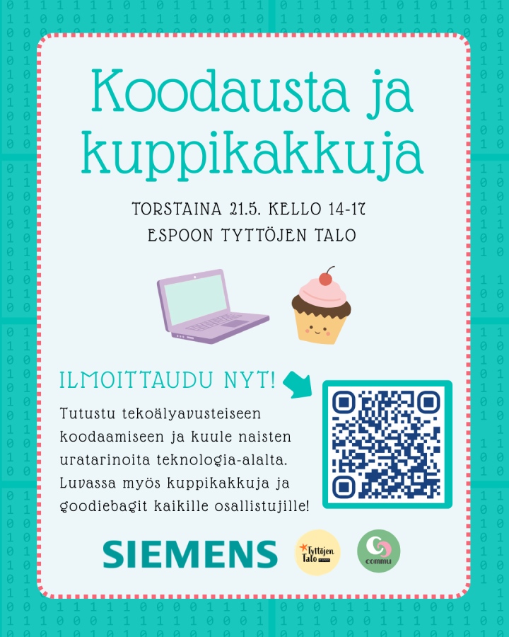 Nuorille naisille järjestetään maksuton koodaustyöpaja Espoon Tyttöjen Talolla